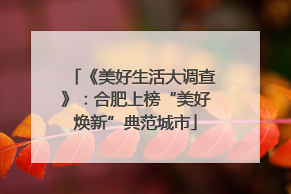 《美好生活大调查》：合肥上榜“美好焕新”典范城市