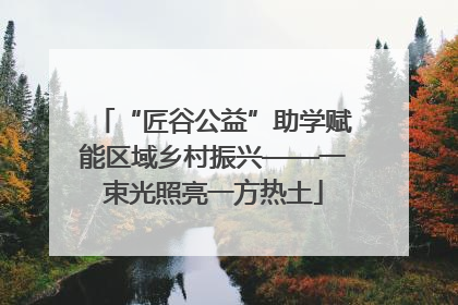 “匠谷公益”助学赋能区域乡村振兴——一束光照亮一方热土