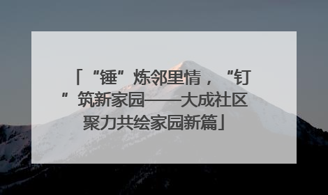 “锤”炼邻里情，“钉”筑新家园——大成社区聚力共绘家园新篇