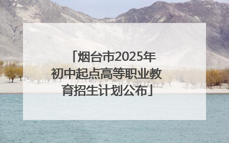 烟台市2025年初中起点高等职业教育招生计划公布