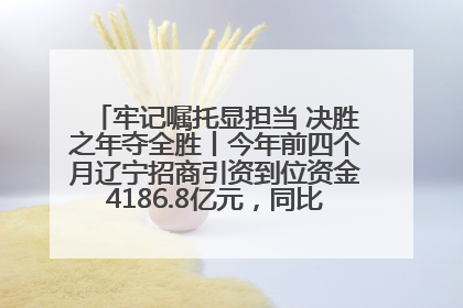牢记嘱托显担当 决胜之年夺全胜丨今年前四个月辽宁招商引资到位资金4186.8亿元，同比增长17.4%