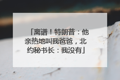 离谱！特朗普：他亲热地叫我爸爸，北约秘书长：我没有