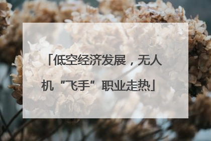 低空经济发展，无人机“飞手”职业走热