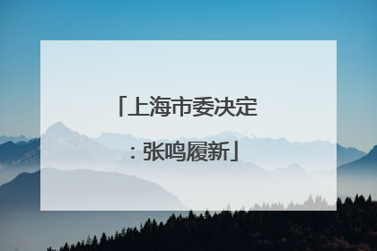 上海市委决定：张鸣履新