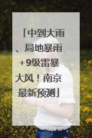 中到大雨、局地暴雨+9级雷暴大风！南京最新预测