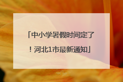 中小学暑假时间定了！河北1市最新通知