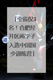 全省仅3名！合肥经开区两学子入选中国国少训练营