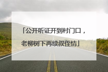 公开听证开到村门口，老柳树下再续叔侄情