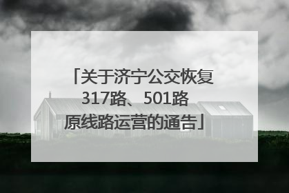 关于济宁公交恢复317路、501路原线路运营的通告