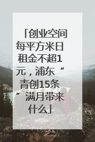 创业空间每平方米日租金不超1元，浦东“青创15条”满月带来什么