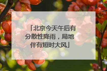 北京今天午后有分散性降雨，局地伴有短时大风