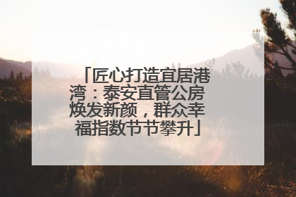 匠心打造宜居港湾：泰安直管公房焕发新颜，群众幸福指数节节攀升