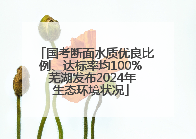 国考断面水质优良比例、达标率均100% 芜湖发布2024年生态环境状况
