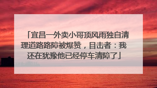 宜昌一外卖小哥顶风雨独自清理道路路障被爆赞，目击者：我还在犹豫他已经停车清障了