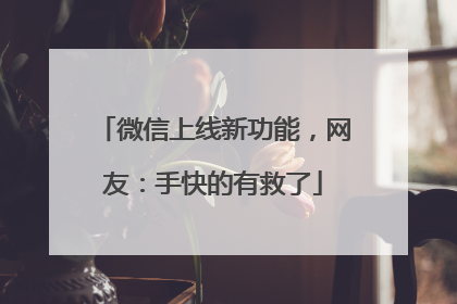 微信上线新功能，网友：手快的有救了