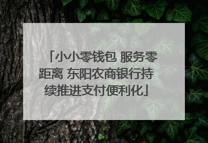 小小零钱包 服务零距离 东阳农商银行持续推进支付便利化