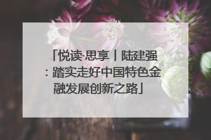 悦读·思享丨陆建强：踏实走好中国特色金融发展创新之路