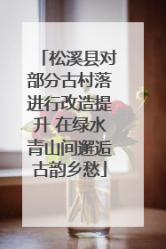 松溪县对部分古村落进行改造提升 在绿水青山间邂逅古韵乡愁