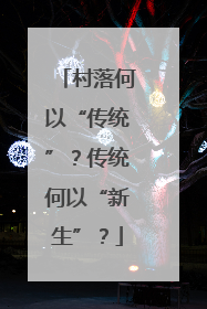 村落何以“传统”？传统何以“新生”？