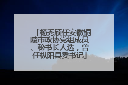 杨秀颀任安徽铜陵市政协党组成员、秘书长人选，曾任枞阳县委书记