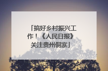 搞好乡村振兴工作！《人民日报》关注贵州侗寨