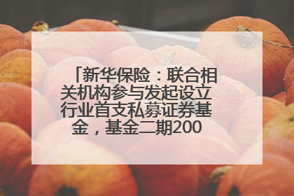 新华保险：联合相关机构参与发起设立行业首支私募证券基金，基金二期200亿元已募集完毕