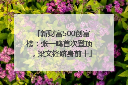 新财富500创富榜：张一鸣首次登顶，梁文锋跻身前十