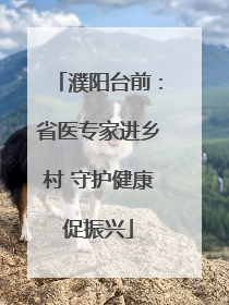 濮阳台前：省医专家进乡村 守护健康促振兴
