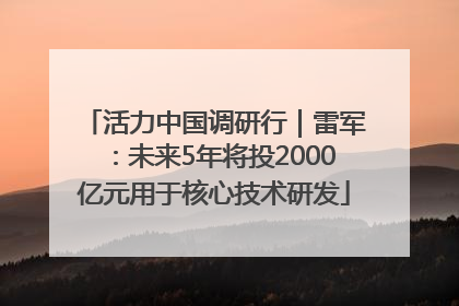 活力中国调研行｜雷军：未来5年将投2000亿元用于核心技术研发