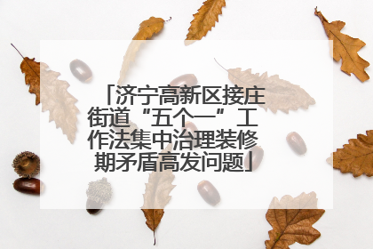 济宁高新区接庄街道“五个一”工作法集中治理装修期矛盾高发问题