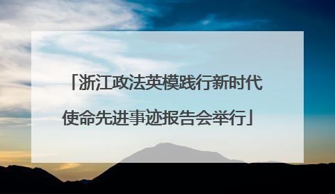 浙江政法英模践行新时代使命先进事迹报告会举行