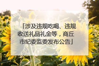 涉及违规吃喝、违规收送礼品礼金等，商丘市纪委监委发布公告