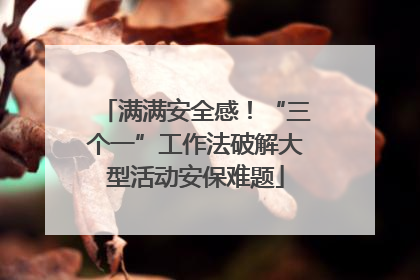 满满安全感！“三个一”工作法破解大型活动安保难题