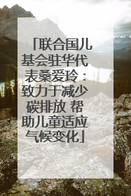 联合国儿基会驻华代表桑爱玲：致力于减少碳排放 帮助儿童适应气候变化