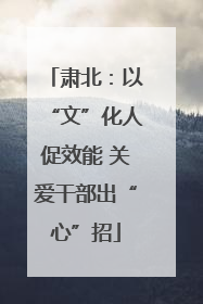 肃北：以“文”化人促效能 关爱干部出“心”招
