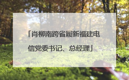 肖柳南跨省履新福建电信党委书记、总经理