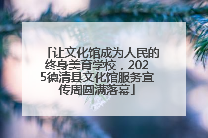 让文化馆成为人民的终身美育学校，2025德清县文化馆服务宣传周圆满落幕