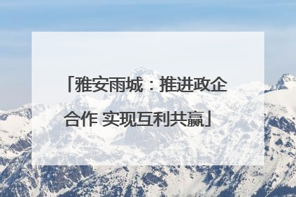 雅安雨城：推进政企合作 实现互利共赢