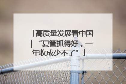 高质量发展看中国｜“夏管抓得好，一年收成少不了”
