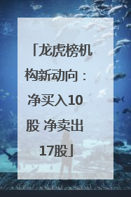 龙虎榜机构新动向：净买入10股 净卖出17股