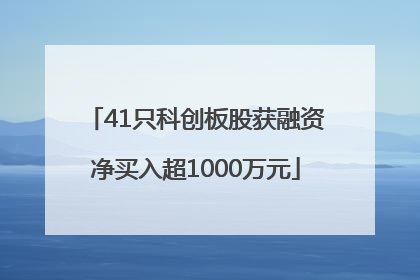 41只科创板股获融资净买入超1000万元
